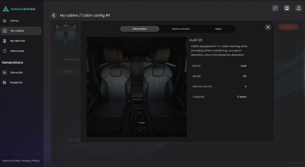 Configure your cabin & sensors - Synthetic data for in-cabin monitoring
