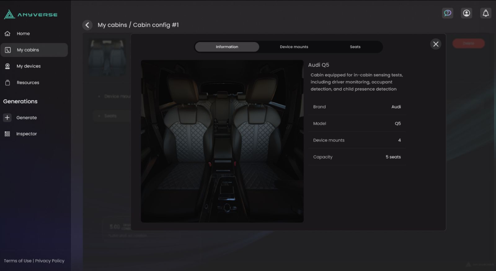 Configure your cabin & sensors - Synthetic data for in-cabin monitoring